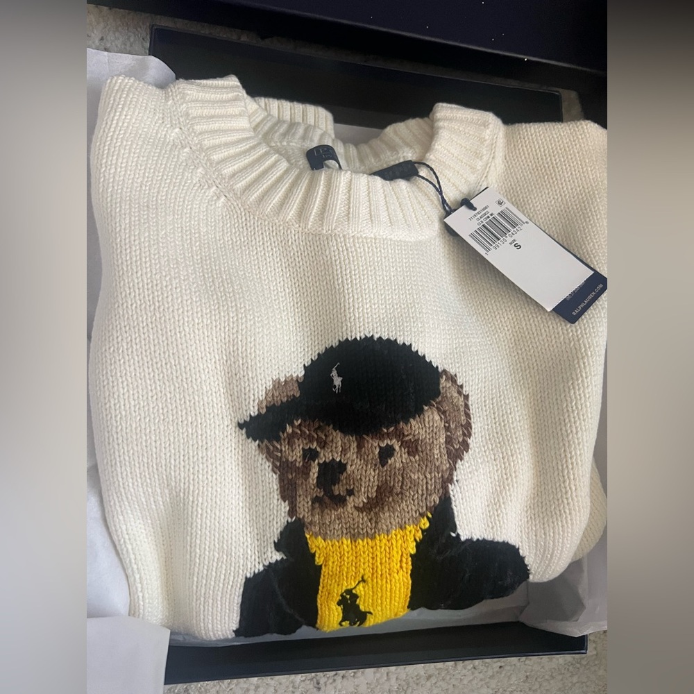 Polo Ralph Lauren Women’s Polo Bear Cotton Crewneck Sweater Size S Small